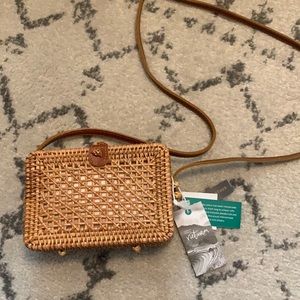 Woven bag with leather details